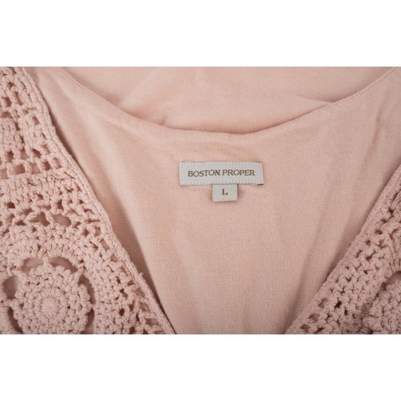 Boston Proper Womens Crochet Blouse Shirt Top L - Picture 6 of 6